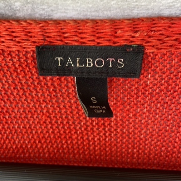Talbots 100% Linen Waterfall Cardigan Size Small Orange - Picture 9 of 10